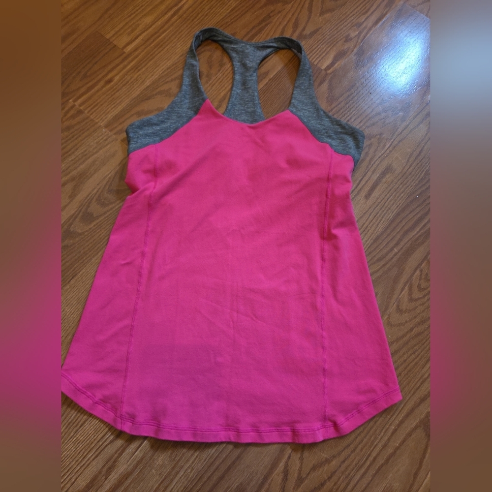 Luluemon Racerback Top Size 10 HOT PINK w/gray